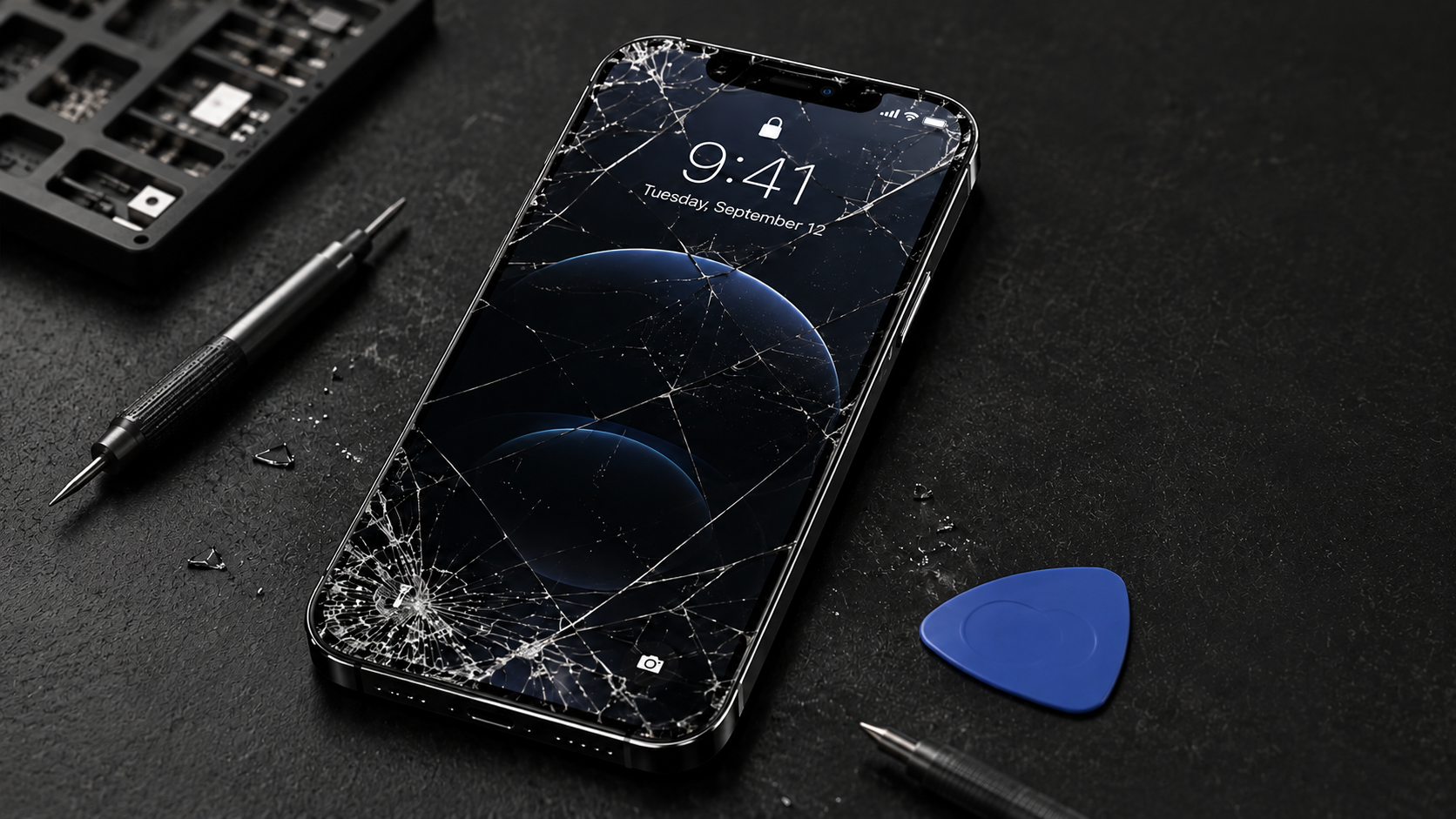 Before Repair - Cracked Screen